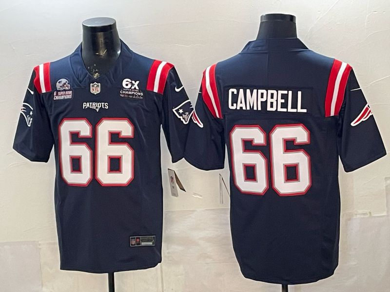 Men 2026 New England Patriots #66 Campbell Blue 3th generations Nike Limited NFL Jersey style 0003
